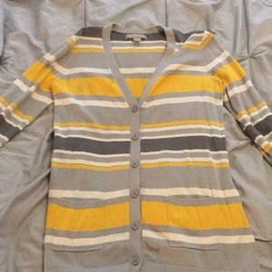 Yellow and grey striped cardigan